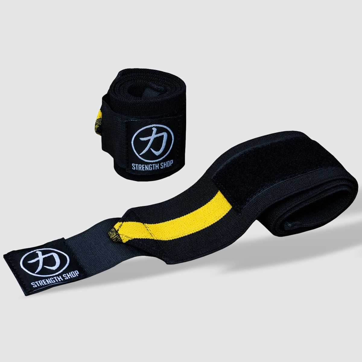 Strength Shop Super Stiff Wrist Wraps - Black/Yellow - USPA & IPF Approved - Strength Shop USA