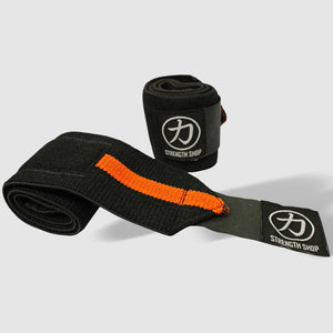 Strength Shop Stiff Wrist Wraps - Black/Orange - USPA & IPF Approved - Strength Shop USA