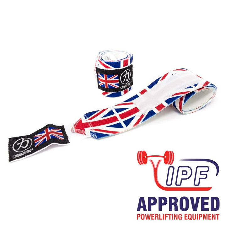 Strength Shop Super Stiff Wrist Wraps - UK Flag - IPF Approved - Strength Shop USA