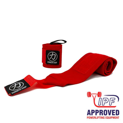 Strength Shop Super Stiff Wrist Wraps - Red - IPF Approved - Strength Shop USA