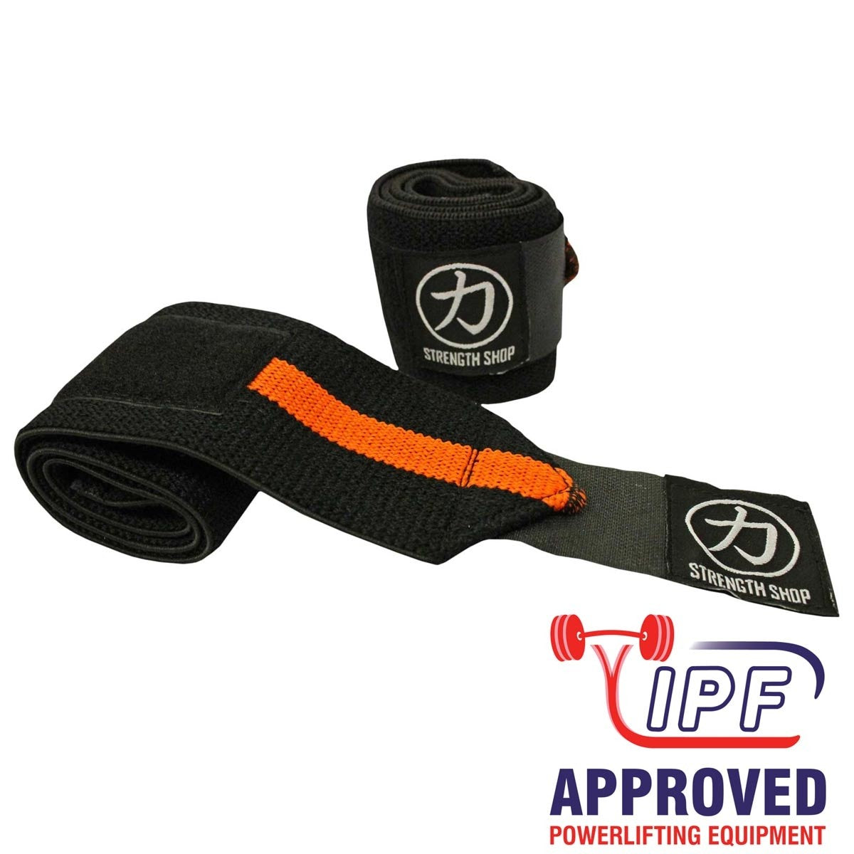 Strength Shop Stiff Wrist Wraps - Black/Orange - IPF Approved - Strength Shop USA